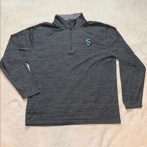 Seattle Kraken NHL Hockey Heather Gray 1/4 Zip Pullover Jacket Mens Large